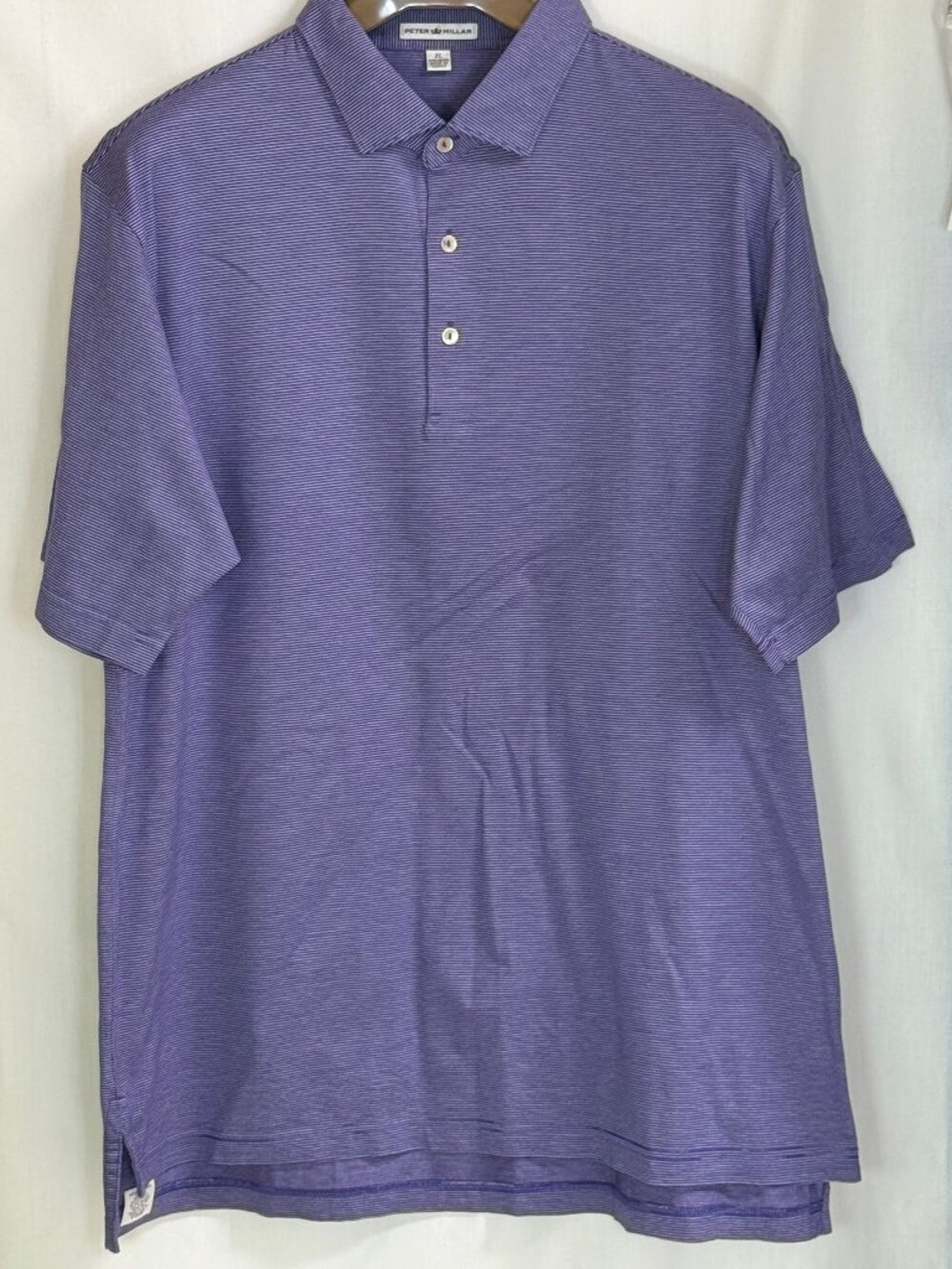 NWOT Peter Millar Men's Short Sleeves w/ Collar Pinstripe Polo Shirt - Violet-XL